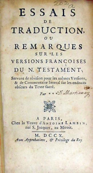 Essais De Traduction, Ou Remarques Sur Les Versions Françoises Du N. Testament