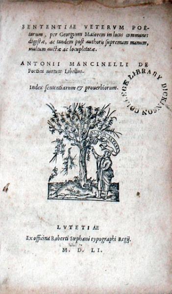 Sententiae Vetervm Poetarum..Antonii Mancinelli De Poetica...