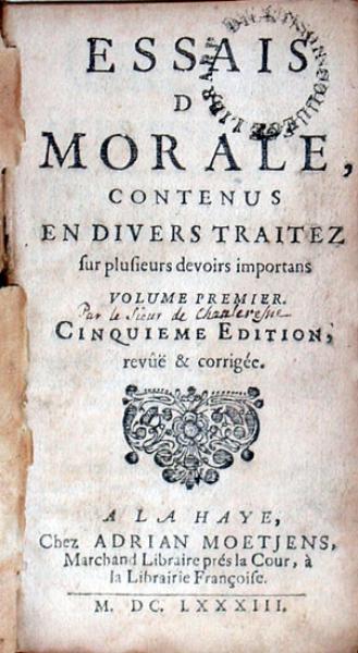 Essais De Morale, Contenus En Divers Traitez (I)