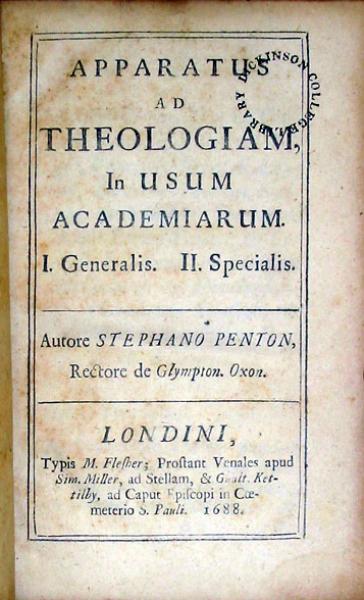 Apparatus Ad Theologiam, In Usum Academiarum. Generalis (I)