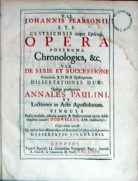 Opera Posthuma Chronologica, &c. Viz. De Serie... (Pt 2)