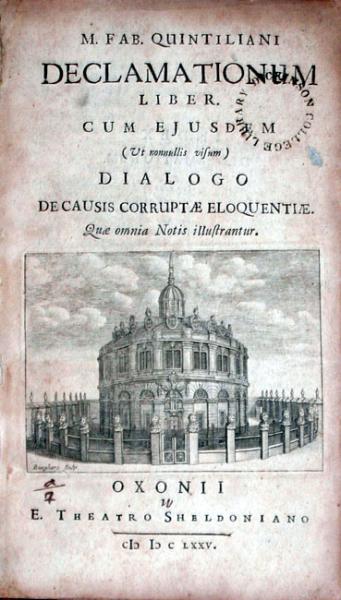 Declamationum Liber. Cum Ejusdem…Dialogo De Causis Corruptae Eloquentiae