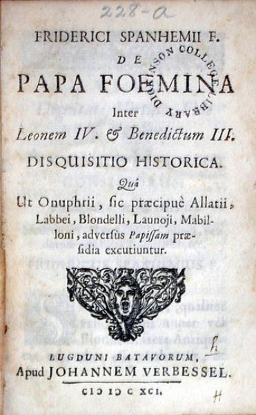 De Papa Foemina Inter Leonem IV. & Benedictum III. Disquisitio Historica