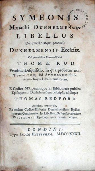 Libellus De exordio atque procursu Dunhelmensis Ecclesiae