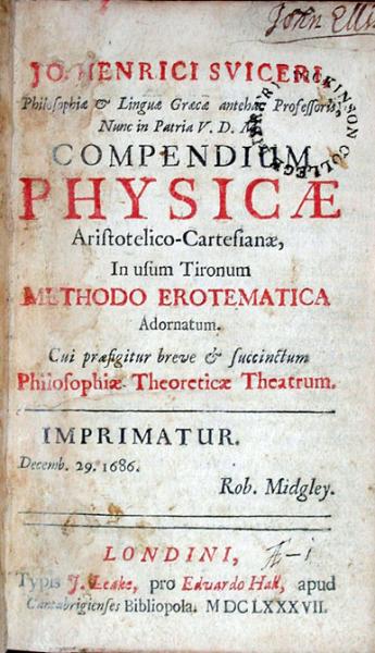 Compendium Physciae Aristotelico-Cartesianae, In usum Tironum Methodo...