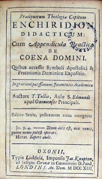 Praecipuorum Theologiae Capitum Enchiridion Didacticum...