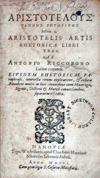 Τεχνης ρητορικης βιβλια γ...Artis Rhetoricae Libri Tres