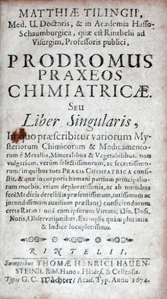 Prodromus Praxeos Chimiatricae. Seu Liber Singularis