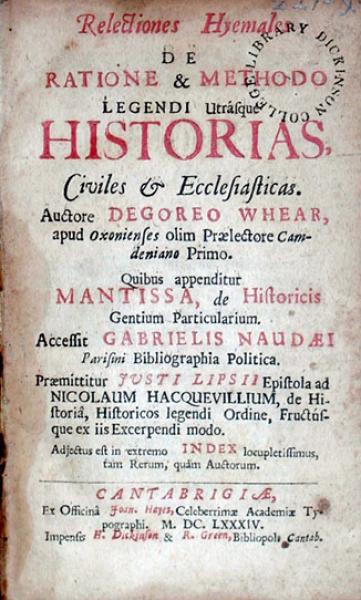 Relectiones Hymales..Quibus appenditur Mantissa, de Historicis Gentium...