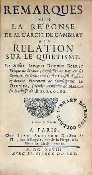 Remarques Sur La Réponse de M. L'Archev. De Cambray, a la Relation...