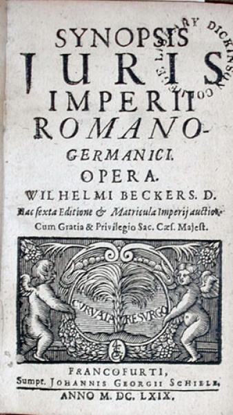 Synopsis Juris Imperii Romano-Germanici. Opera….Hac sexta Editione
