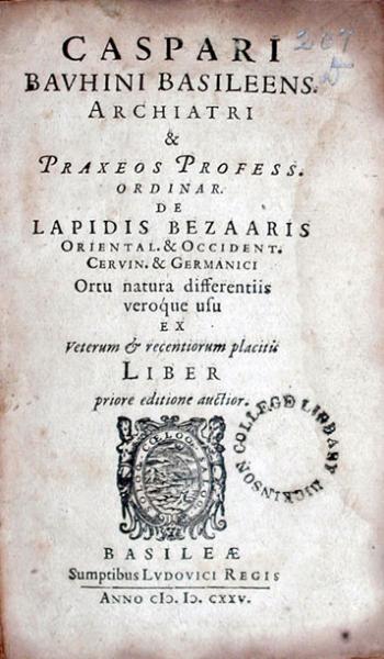 De Lapidis Bezaaris Oriental. & Occident. Cervin. & Germanici Ortu...