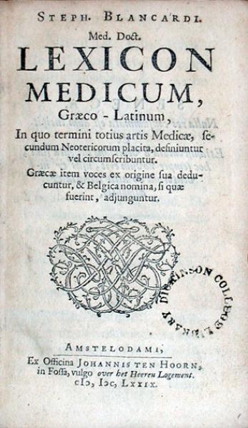 Lexicon Medicum, Graeco-Latinum