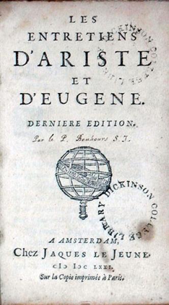 Les Entretiens D'Ariste et D'Eugene. Derniere Edition
