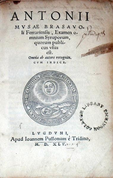 Examen omnium Syruporum, quorum publicus vsus est.
