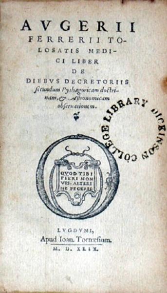 Liber De Diebvs Decretoriis secundum Pythagoricam doctrinam...