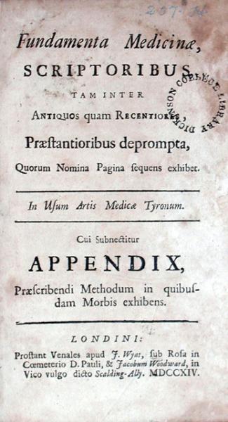 Fundamenta Medicinae, Scriptoribus, tam inter Antiquos quam...