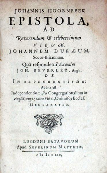 Epistola, Ad.Johannem Duraeum, .Quâ respondetur Examini Joh. Beverley...