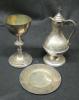 Silver cup, plate, and pitcher