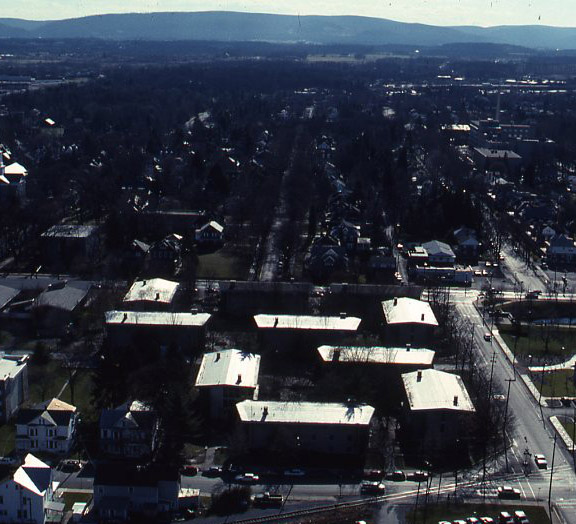 Aerial view of the Quads, 1989