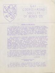 Gay Coordinating Society of Berks County, Reading (GCS Berks) - July 1976