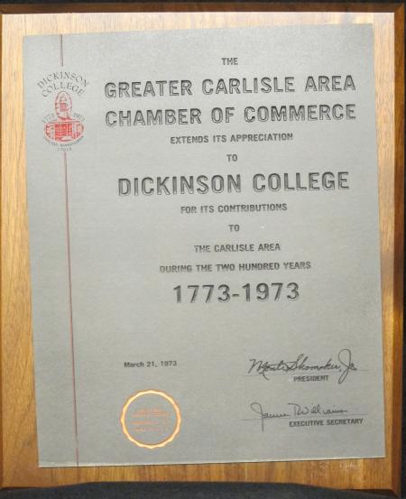 Carlisle Chamber of Commerce Plaque, c.1970