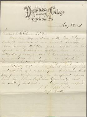 Letter from Joshua Lippincott to Daniel Gilman 