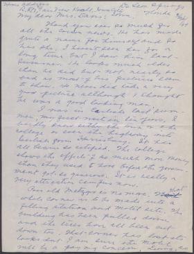 Letter from Josephine Meredith to Josephine Davis