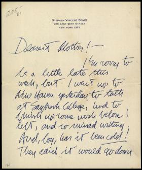 Letter from Stephan Vincent Benét to Frances Rose Benét