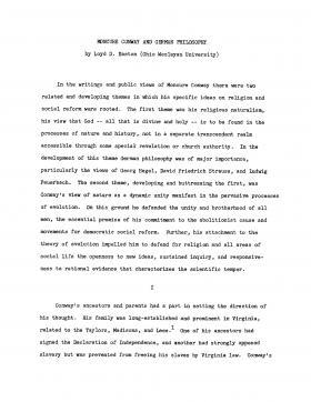 "Moncure Conway and German Philosophy," by Loyd D. Easton