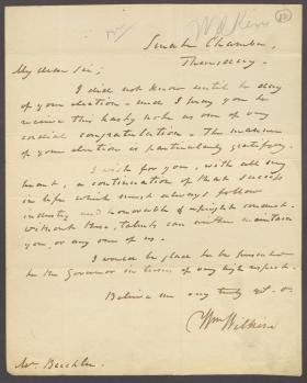 Letter from William Wilkins to Mr. Buckler