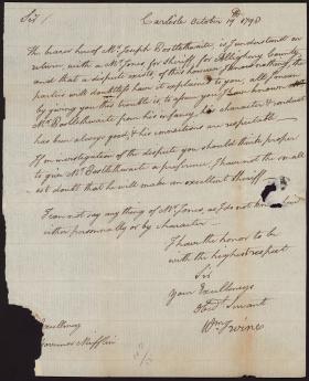 Letter from William Irvine to Thomas Mifflin Letter from William Irvine to Thomas Mifflin