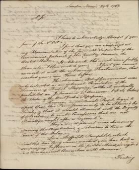 Letter from William Bingham to Thomas Fitzsimons