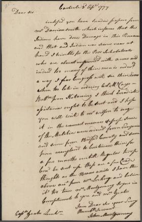 Letter from John Montgomery to Jasper Yeates 