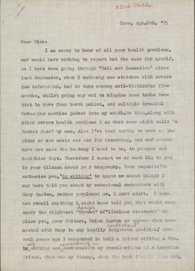 Letter from Allen Tanner to Dick Fletcher