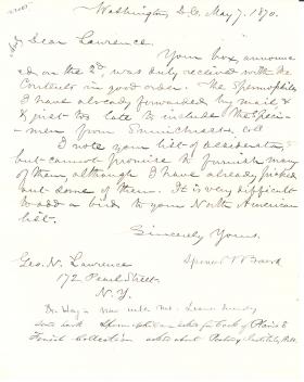 Letters from Spencer Baird to George Lawrence (May - Jun. 1870)