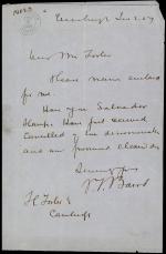 Letter from Spencer Baird to H. Foster