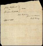 Note from Roger B. Taney to Unknown Recipient