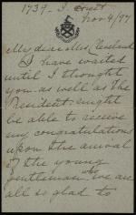 Letter from Harriet Lane Johnston to Frances Cleveland