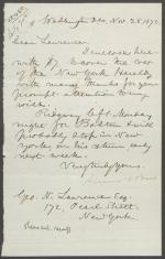 Letter from Spencer Baird to George Lawrence