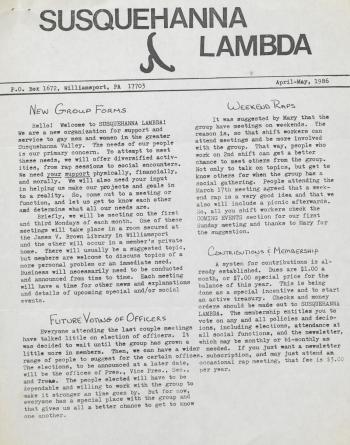 Susquehanna Lambda Newsletter - April/May 1986