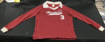 Harrisburg Hustlers #3 Captain, Long Sleeve Shirt (maroon and white) - circa 1980