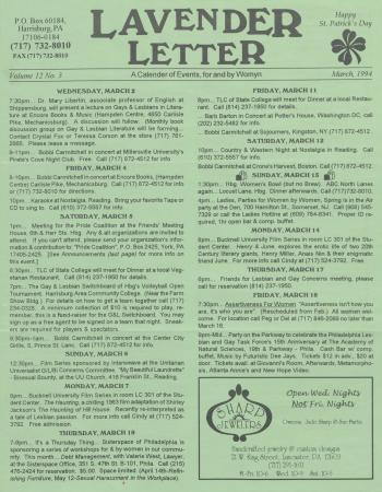 Lavender Letter (Harrisburg, PA) - March 1994