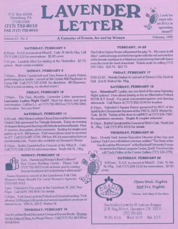 Lavender Letter (Harrisburg, PA) - February 1995