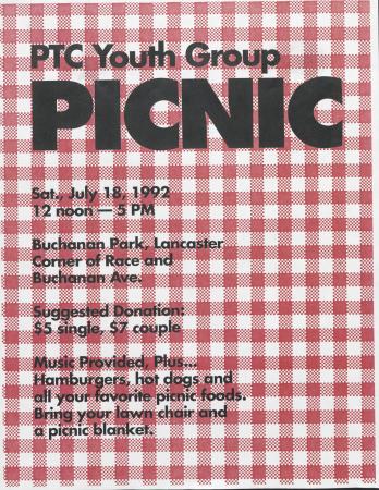 Pink Triangle Coalition Youth Group Picnic Flyer - July 18, 1992