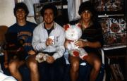 Three students with teddy bears, c.1987