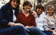 Four students sit outside, c.1987