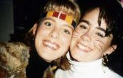 Two friends smile for the camera, c.1991