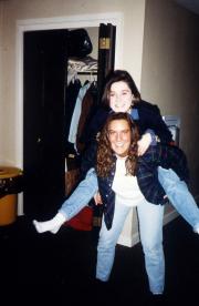 Piggyback ride in a dorm, c.1995