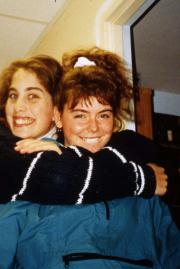 Two friends smile, c.1995